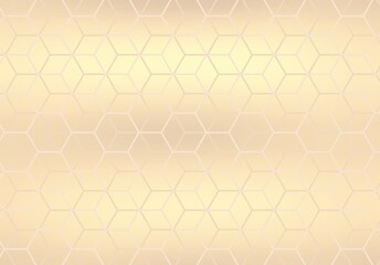 Naklejka premium Geometric ornament simple pattern on pastel golden background. Light hexagonal grid abstract template.