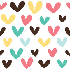 Seamless background with multicolored hearts.