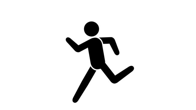 走るピクトグラム。Run cycle of a pictogram man. Looped animation with a luma matte. Icon.