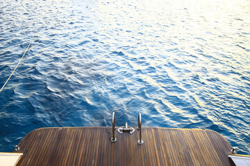 ladder yacht dive deck in the sea
