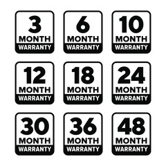 "18 Months Warranty" vector information sign