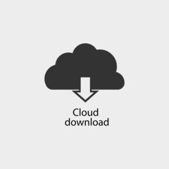 Cloud download vector icon illustration sign 