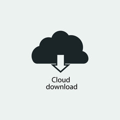 Cloud download vector icon illustration sign 