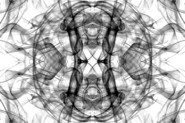 abstract graphics black white fractal reflection symbol, design effect meditation background