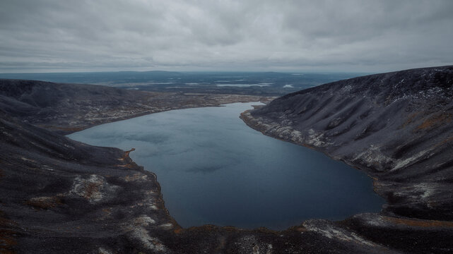 Lifeless lake in the north, alien landscape