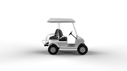white golf cart side view with shadow 3d render