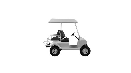 white golf cart side view without shadow 3d render