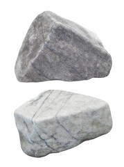 gray rock stone set isolated on white background,Clipping path