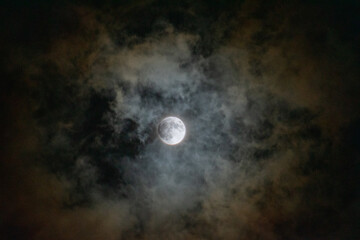 Obraz na płótnie Canvas Full Moon on the day of the deep partial lunar eclipse November 18, 2021