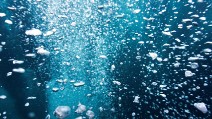 Underwater air bubbles in the sea
