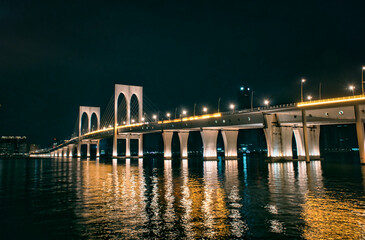 Obraz premium Macau night bridge light