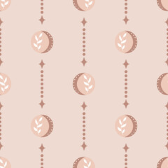 Cute boho moon seamless pattern. Creative childish print for fabric, wrapping, textile, wallpaper, apparel. Vector digital paper.