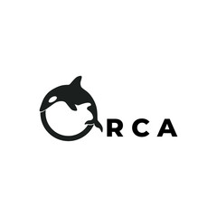 Fototapeta premium Black Orca shark whale vector logo