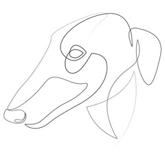 Continuous line Borzoi. Single line minimal style Greyhound dog vector illustration. Abstract pet portrait