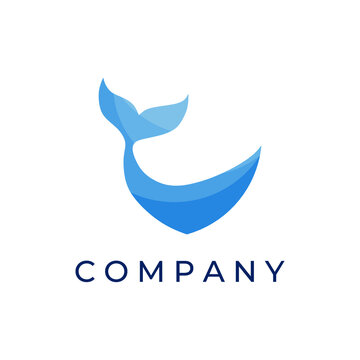 Blue Whale illustration vector logo