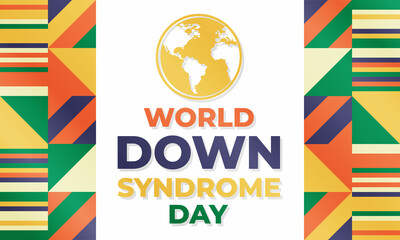 World Down Syndrome Day (WDSD), 21 March, is a global awareness day which has been officially observed by the United Nations since 2012. Design for poster, card, banner, and background.
