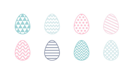 Decorative Easter eggs. Collection of icons. Vector