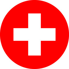 Red cross icon. Swiss flag vector icon.eps