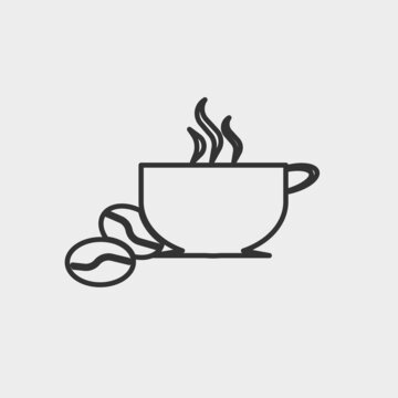 Coffee cup beans vector icon illustration sign 