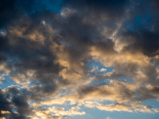 Naklejka na ściany i meble Dramatic sky at sunset. Beautiful sky