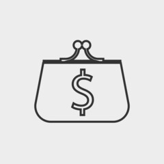 Dollar purse vector icon illustration sign 
