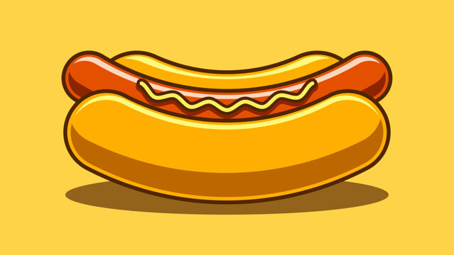 Cartoon hot dog with mustard