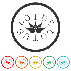 Lotus flower ring icon, color set