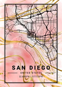 San Diego Cactus Marble Map