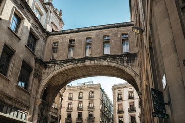 House front, architecture in Barcelona, Spain