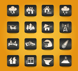 natural disasters icon set