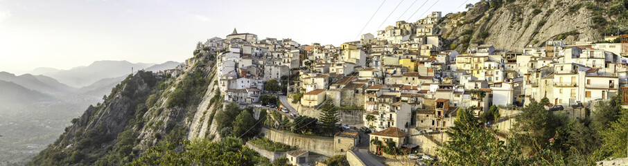 Fototapeta premium Panorama view of a mountaintop village