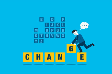 Business transformation, change management or transition to better innovative company, improvement and adaptation to new normal concept.