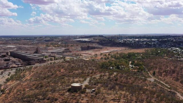 Junction mine in Broken Hill city of NSW Outback, Australi &ndash; aerial 4k.
