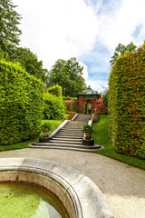 Formal garden with pond and gazebo