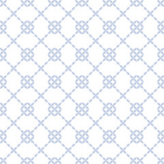 Abstract seamless blue checked pattern on white background.