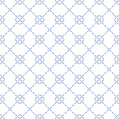 Abstract seamless blue checked pattern on white background.