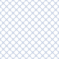 Seamless blue floral checked pattern on white background.