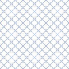 Seamless blue floral checked pattern on white background.
