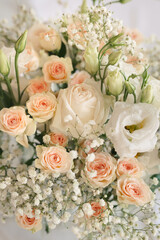 Wedding flowers, bridal bouquet of roses close-up