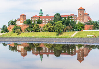 Fototapeta na wymiar Krakow, Poland - nearly 1000 years old and part of the Unesco World Heritage Old Town Krakow, the Wawel Castle is a wonderful example of several architectural styles