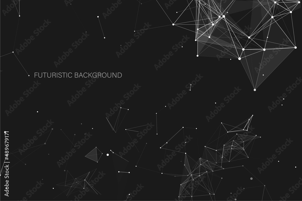 Aufkleber Abstract Plexus Stream Lines Dots Data Network Connection Copy Space for Infographic, Technology Information Vector Background.
