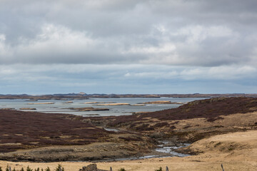Scenery with dark clouds over the raw coast of Snaefellsnes peninsula, Iceland