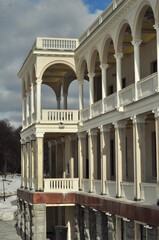 Fototapeta premium Severny Rechnoy Vokzal is one of two river stations in Moscow (together with Yuzhny), formerly Khimki River Station. This is the main building of the complex of structures of the Moscow-Volga canal (c