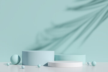 Abstract scene background stage podium on blue background product presentation mock up, 3d scene Rendering.