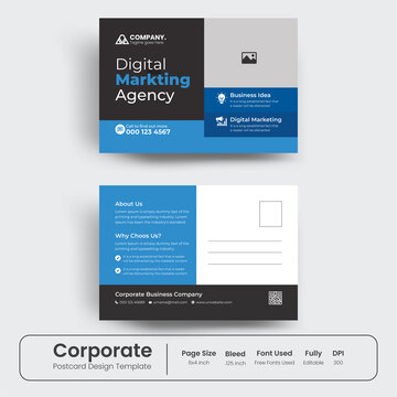 Corporate postcard design template for business agency