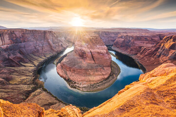 horseshoe bend at sunset. -page,utah,Arizona,usa.