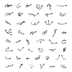 Vector set of hand-drawn arrows, elements for presentation	