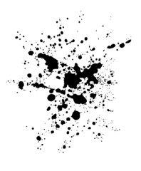 Ink splashes splatter isolated on white background. Abstract grunge background. Element of design. Vector.