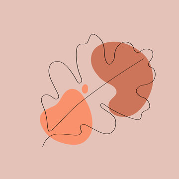 abstract oak leaf art, orange, pink background clip art preview