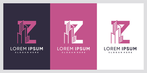 Building and latter Z  logo design with creative concept